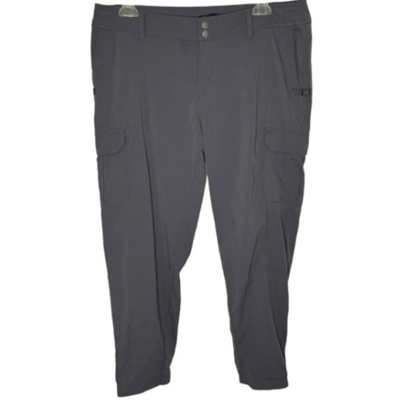 PrAna Nylon Mid-Rise Elastic Cuff Hiking Climbing Capris - Gray - 12 - Picture 1 of 9